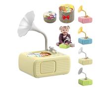 Tretregard Kids Phonograph, Toddler Gramophone With 96 Cards, Early Education Phonograph Story Machine, With 96 Learning Cards And 8 Recording Card, Improves Listening Skills (milky white)