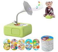 Tretregard Kids Phonograph, with 96 Learning Cards and 10 Recording Cards, Tretregard Phonograph, Bluetooth Music Connection, Sleep Soothing Mode, Voice Recording, Gentle Rhythmic Movement (green)