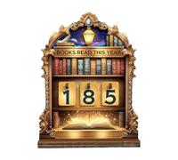 TRetro Book Counter, Wooden bookTracker, Bookshelf Display with Manual Turn, Desk Accessory, Library Decor with Vintage Style, bookOrganizer for Students Teachers