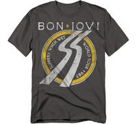 Trevco, inc. Bon Jovi Slippery When Wet World Tour Unisex T Shirt, Charcoal, XL