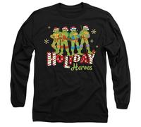 Trevco, inc. Teenage Mutant Ninja Turtles Holiday Heroes Christmas Shine Unisex Long Sleeve T Shirt, Black, XL
