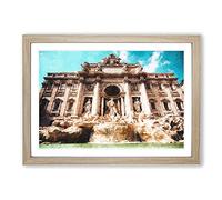 Trevi Fountain in Rome Vol.1 Painting Framed Print | A2 Oak Framed Wall Art | Ready to Hang | Modern Historical Picture | Living Room Bedroom Lounge Office