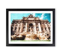 Trevi Fountain In Rome Vol.1 Painting Modern Art Framed Wall Art Print, Ready to Hang Picture for Living Room Bedroom Home Office Décor, Black A4 (34 x 25 cm)