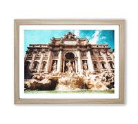 Trevi Fountain In Rome Vol.1 Painting Modern Art Framed Wall Art Print, Ready to Hang Picture for Living Room Bedroom Home Office Décor, Oak A4 (34 x 25 cm)