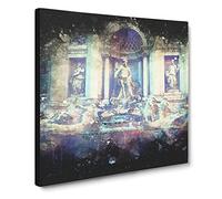 Trevi Fountain In Rome Vol.2 Paint Splash Canvas Print | Gallery Wrapped 30mm Frame Wall Art | 20x20 inches | Ready to Hang | Modern Picture | Living Room Bedroom Lounge Office