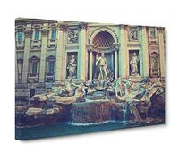 Trevi Fountain Rome Italy Canvas Print | Gallery Wrapped 30mm Frame Wall Art | 30x20 inches | Ready to Hang | Modern Picture | Living Room Bedroom Lounge Office
