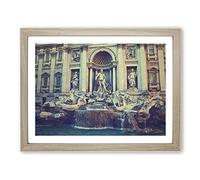 Trevi Fountain Rome Italy Modern Framed Print | A2 Oak Framed Wall Art | Ready to Hang | Modern Nature Picture | Living Room Bedroom Lounge Office