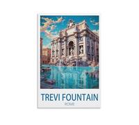 Trevi Fountain Rome Vintage Travel Poster Landscape 20x30inch(50x75cm) Canvas Wall Art Posters for Living Room Decor Paintings for Home Decor