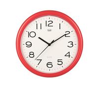 Trevi OM3301 - Completely silent 25.5cm diameter quartz round wall clock with sweep movement - Red