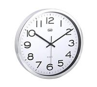 Trevi Round Wall Clock, Plastic, Silver, 30 cm Diameter