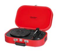 Trevi TT 1020 BT Vintage Portable Turntable in Case with Vinyl Player 33/45/78 RPM, MP3, USB, AUX-IN, Encoding, Rechargeable Battery and Built-in Stereo Speakers, Retro Design, Red