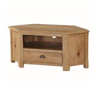 trevino wooden corner tv stand with 1 drawer in oak