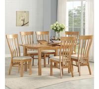 trevino wooden extending dining table with 6 chairs in oak