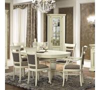 Treviso Italian Dining Set - 6-10 Seater - 160cm-240cm - Oval - Extending - with 4 Chairs and 2 Armchairs - White Ash
