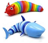 Trevixor 2PCS Stress Relief Colorful Lobster Set,Caterpillar Set Style, Articulated Sensory Sets for Autism,Flexible Slug Fidget Set for Calming