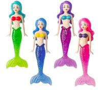 Trevixor 4PCS Mermaid Figures for Pool, Swimming Mermaids Set with Flexible Arms, Underwater Diving Companions for Bath Time or Swimming Practice