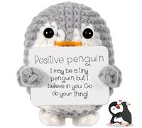 Trevixor Handmade Crochet Penguin,Positive Penguin Plush model, Crochet Animals Collection, Positive Crochet Animals for Emotional Support, Cute Crochet Penguin Gift