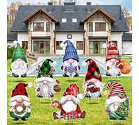 TREWAVE 8 PCS Christmas Gnome Yard Signs, Red Plastic Outdoor Lawn Decorations, Winter Home Pathway Walkway Decor, Christmas Outdoor Decorations