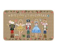 TREWAVE Nutcracker Christmas Doormat Decorative Door Mat Christmas Decor Xmas Holiday Non Slip Welcome Floor Rugs Soldier Kitchen Rug for Home Indoor Outdoor Decor 17x29 Inch