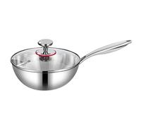 TREWQ 5 Ply Clad Stainless Steel Wok Pan with Lid 28cm Skillets for Induction Ceramic and Gas Cooktops Stir Fry Pans with Superior Heat Distribution and Durability 28cm