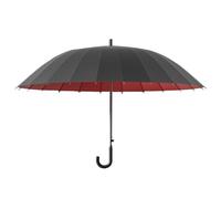 TREWQ 51 Inch Large Stick Umbrella Windproof Double Layered Automatic Open 24 Rib Stick Umbrella With a Classic J Hook Curved Handle,Oversized Umbrellas for Men and Women Red black
