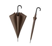 TREWQ 55 Inch J Handle Golf Umbrella,8 Ribs Classic Simplicity Double Canopy Windproof Large Auto Open Rain Stick Umbrellas,Bent Hook Straight Pole Double Person Long Handle Umbrella brown