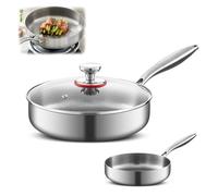 TREWQ New Plateful Titanium Pan, Pure Titanium Pro Frying Pan with Lid, Hammered Non-Stick Fry Pan - Fast & Even Heating, Oven-Safe Up to 750°F, Dishwasher Safe, for Every Cooktop 24cm