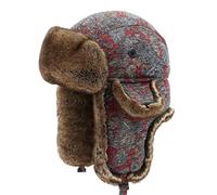 TREWQ Trapper Hat Winter Warm Hats Russian Fur Hat Ushanka Hat Ear Flap With Faux Fur for Men or Women grey-62cm