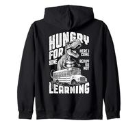 Trex First Day Of Back To School Bus Hungry For Learning Zip Hoodie