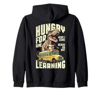 Trex First Day Of Back To School Bus Hungry For Learning Zip Hoodie