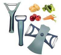 Trez Treamer 3-Pack Vegetable Peelers for Kitchen,2 in 1 Mutifunctional Rotating Shaft Veggie Peeler,Dual-Blade Potatoes Peeler and Y peeler for Apple Veggie Carrot (Blue)
