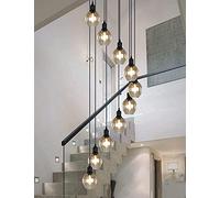 TRFAN Lighting Retro Multi Glass Balls Stairwell Chandelier Spiral Modern Pendant Lights for Villa Chandelier Duplex Stairwell Long Chandelier E27 Led,10 Balls Decoration