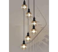 TRFAN Lighting Retro Multi Glass Balls Stairwell Chandelier Spiral Modern Pendant Lights for Villa Chandelier Duplex Stairwell Long Chandelier E27 Led,10 Balls Decoration