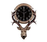 TRFAN Wall Clock European Clock Retro Deer Head Wall Clock Nordic American Living Room Decoration Large Wall Clock Silent Clock Wall Home 20 Inches Digital Wall Clock (Color : Grey) Decoration