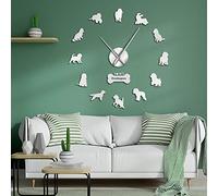 TRFAN Wall Clocks, Cockapoo DIY Large Wall Clock Cocker Spaniel Dog Breed Frameless DIY Giant Wall Clock Silent Movement Watch Spoodle Lovers Gift Home Hanging Decor (Color : Silver) Decoration