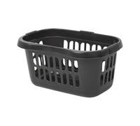 TRG 1 x Casa 60L Plastic Hipster Laundry And Washing Basket - Plastic Hipster Style Washing Linen Laundry Basket - 60cm x 39cm x 30.5cm (Black)
