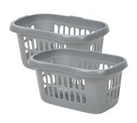 TRG 2 x 60L Casa Plastic Hipster Laundry Basket (Silver)
