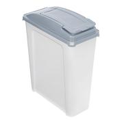 TRG 25L Slimline Plastic Rubbish & Recycling Bin with Flap Lid - Durable, Space-Saving Waste Container for Kitchen, Bathroom, Garden, Office & Animal Feed Storage (Clear/Cool Grey)