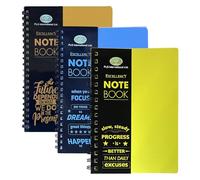 TRG 3 x A5 Spiral Notebook Orange, Blue & Yellow - Twin Wire Notebooks,