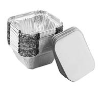 TRG 30 Pack Disposable 120 ML Aluminum Foil With Paper Board Lid Takeaway Containers Silver Aluminium Foil Pan Tray Leak Resistant Disposable Packaging For Catering, Hotels, Baking & Food Delivery