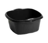 TRG 32cm Square Plastic Washing Up Bowl - Medium 7L High-Grade Gloss Finish Basin for Kitchen Sink, Dishwashing, Mixing & Soaking | Durable, Multi-Purpose Wash Basin & Sink Tidy (Black)