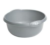 TRG 7L Kitchen Sink Washing Up Bowl - 32cm Round Plastic Basin for Dishwashing, Mixing, Laundry & Household Cleaning - (Silver)