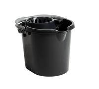 TRG Black 16L Mop Bucket With Removable Wringer & Easy Grip Handle - Deluxe Floor Cleaning Bucket With Pouring Spout - Heavy Duty Plastic Mop Pail For Home, Commercial & Office Use