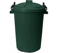 TRG Dark Green 50L Plastic Storage Bin with Clip Lock Lid - Heavy Duty Bright Colour Dustbin for Indoor & Outdoor Rubbish, Waste, Trash or Animal Feed, Ideal for Home, Garden & Garage