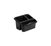 TRG (Midnight Black) Plastic Sink Tidy Kitchen Organizer with 3 Compartments - Sponge, Brush & Dish Cloth Holder - Compact Sink Caddy for Kitchen or Bathroom Countertop Cleaning Accessories