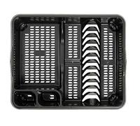 TRG Plastic Dish Drainer with Utensil Holder & Draining Board | Large Dish Drying Rack for Plates & Cutlery | Kitchen Sink Organizer for Countertop (46.5x38x9 cm) (Black)