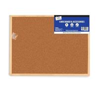 TRG Wood Frame Split Cork Board & Dry Wipe Whiteboard, Wall Mounted Notice Board with Markers, Push Pins & Hanging Hooks, Memo Bulletin Board (600mm X 800mm - Cork Board)