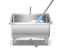 TRGCJGH Commercial Floor Mop Sink, Stainless Steel Floor Mount Mop Basin with Drainage/Strainer, Laundry Room Slop Sink for Kitchen/Restaurant(100x40cm / 39.3x15.7in,silver)