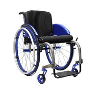 TRGCJGH Lightweight Sports Wheelchair with Handbrakes and Quick Release Rear Wheels, Self-propelled Manual Outdoor Wheelchairs (24lbs(Blue,14.9in Seat Width)