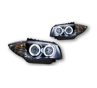TRGDFDAA Car Lamp Headlights Compatible With For E87 2004 2005 2006 2007 2008 2009 2010 2011 Headlights DRL Turn Signals High And Low Beams Angel Eyes 2pcs